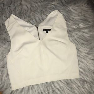 White crop dress shirt